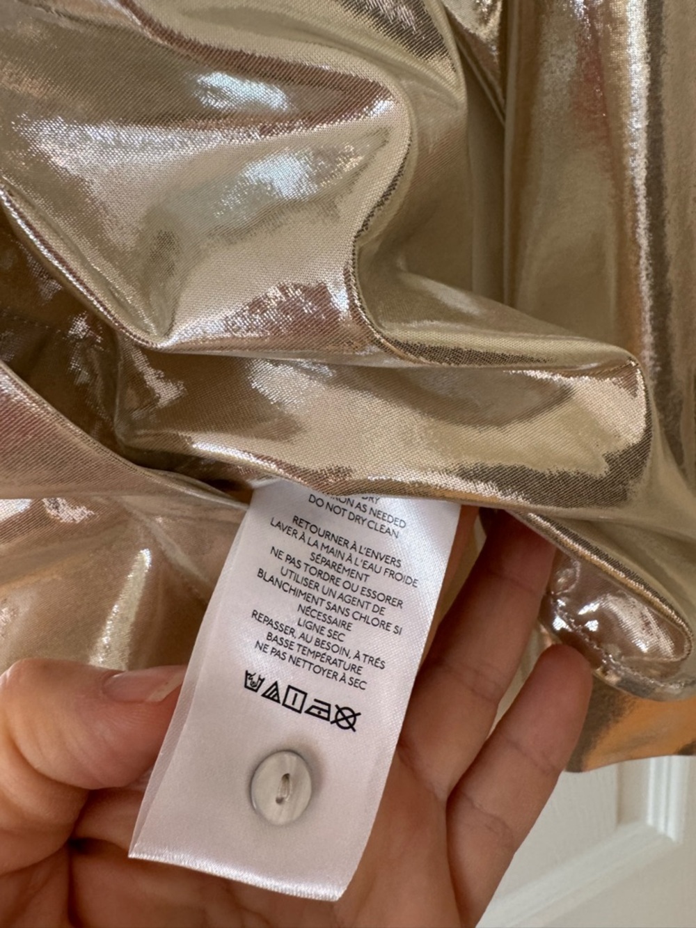 Anthropologie Metallic Gold Button-Up Shirt - Picture 5 of 7